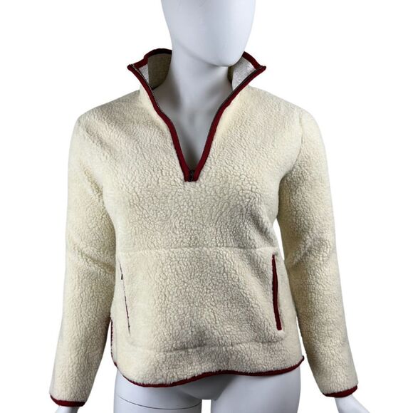 Marine Layer Sweaters - Marine Layer Womens Size XL Sherpa Corbet in Natural Rosewood Pullover Sweater